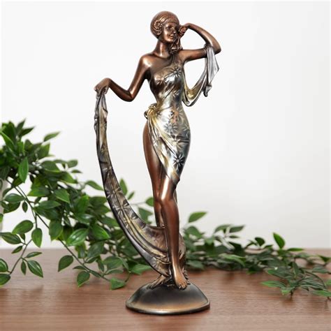 antique bronze statue woman|bronze art deco lady statue.